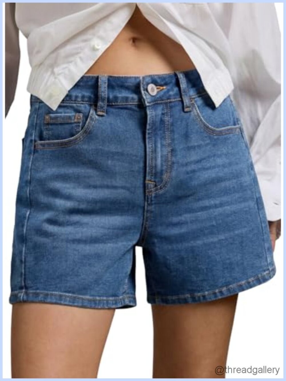 High Waisted Stretchy Denim Jean Shorts Side Seam Casual Summer